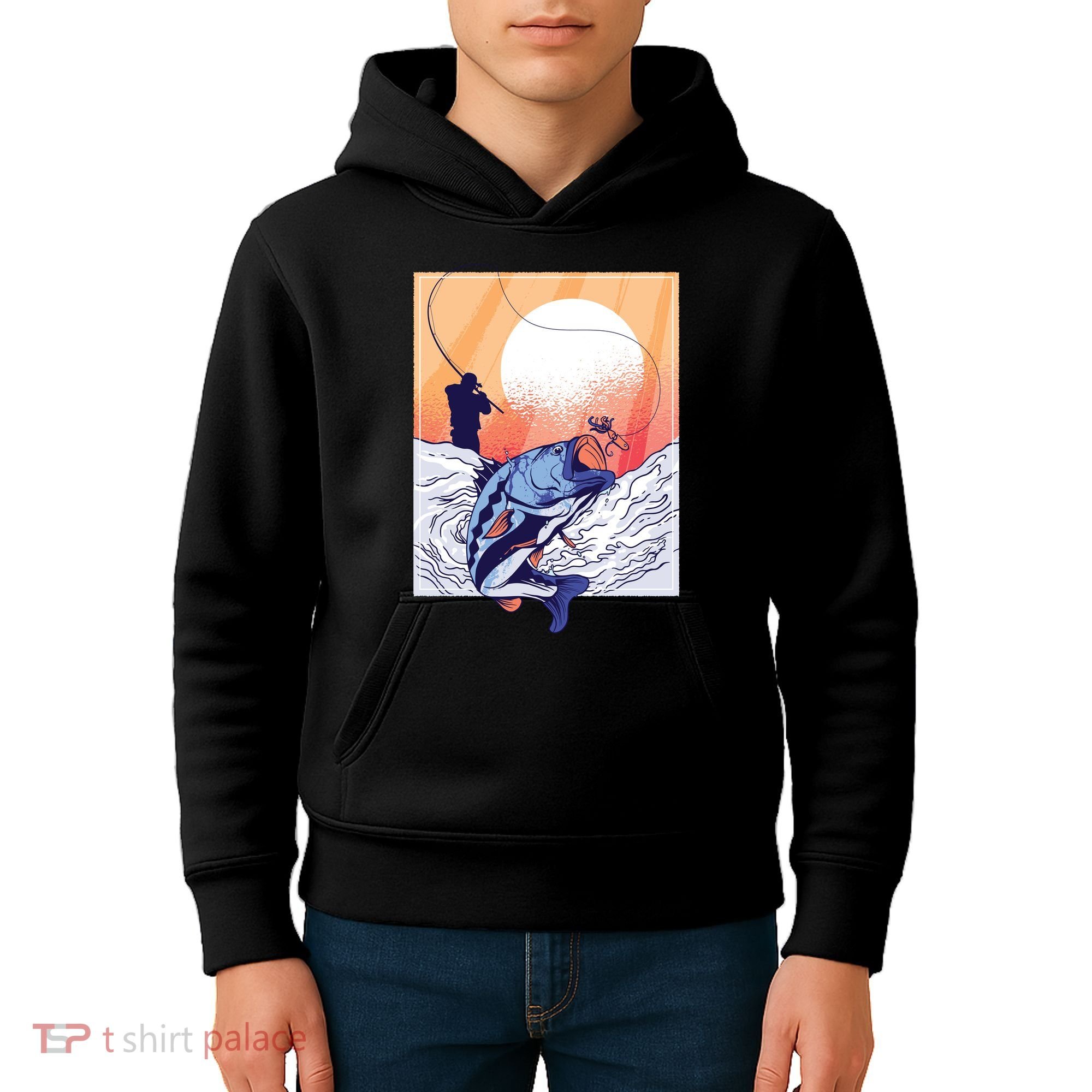 Fisherman Sunset Kids Hoodie