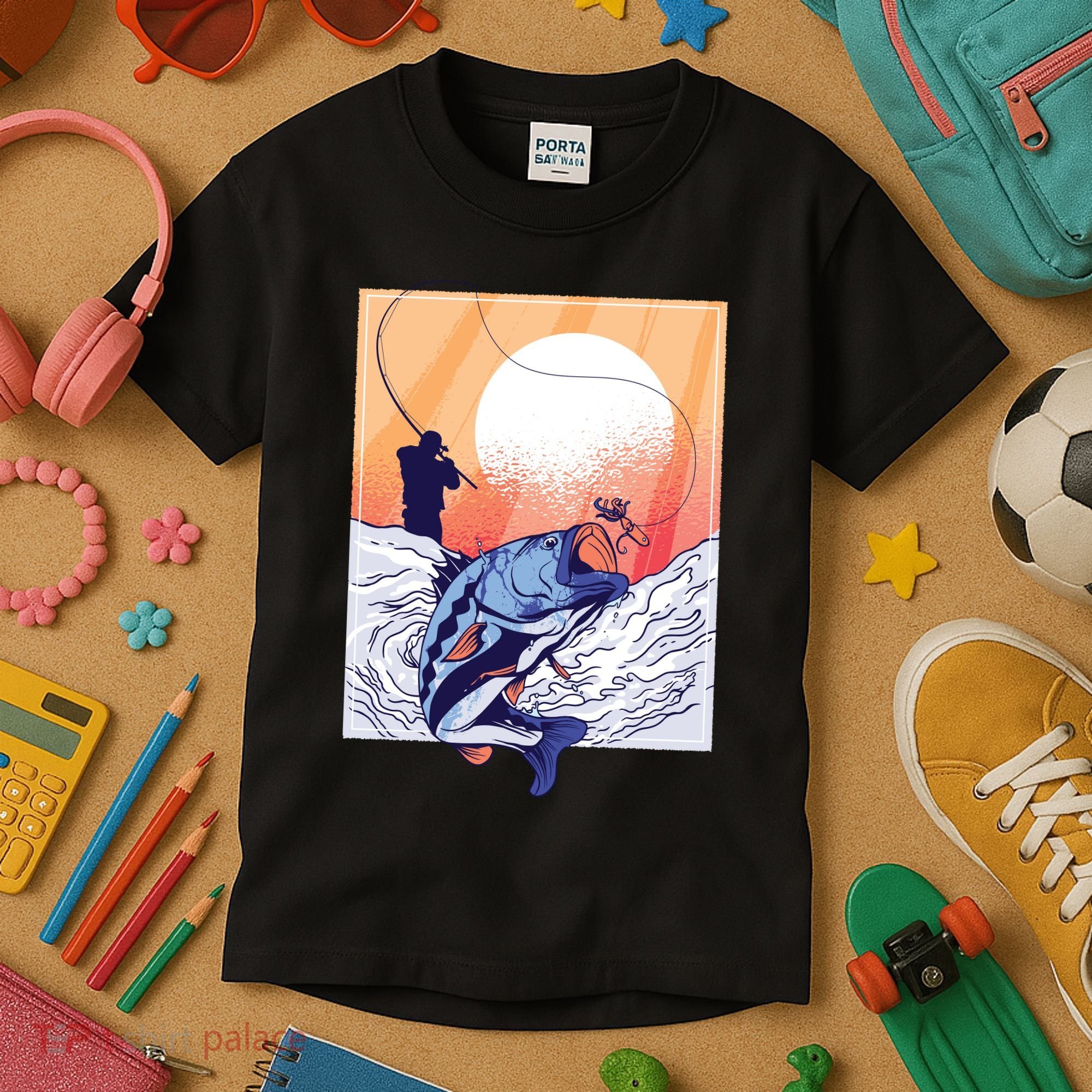 Fisherman Sunset Kids T-Shirt