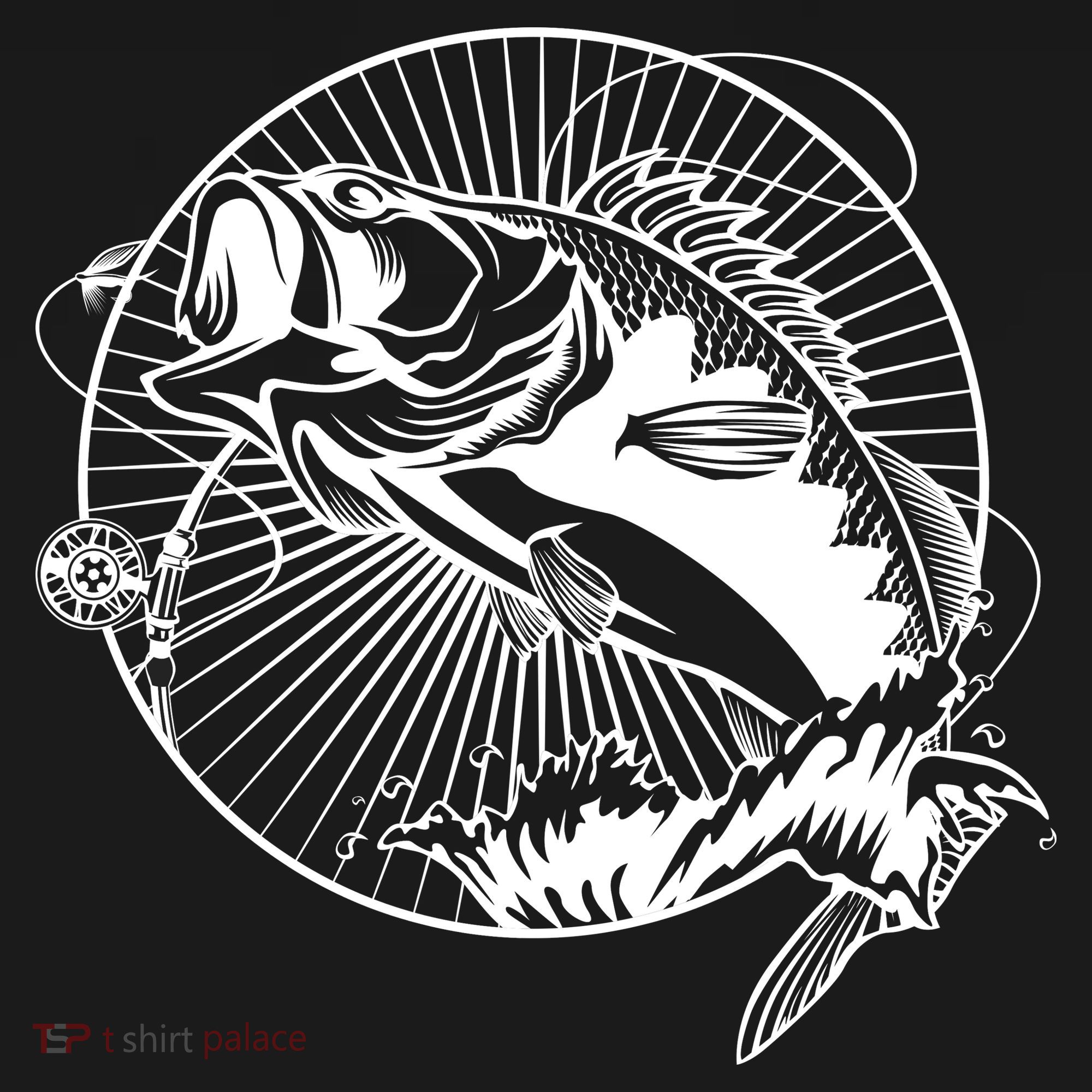 Fishing - Jumping Bass Fish Long Sleeve Shirt