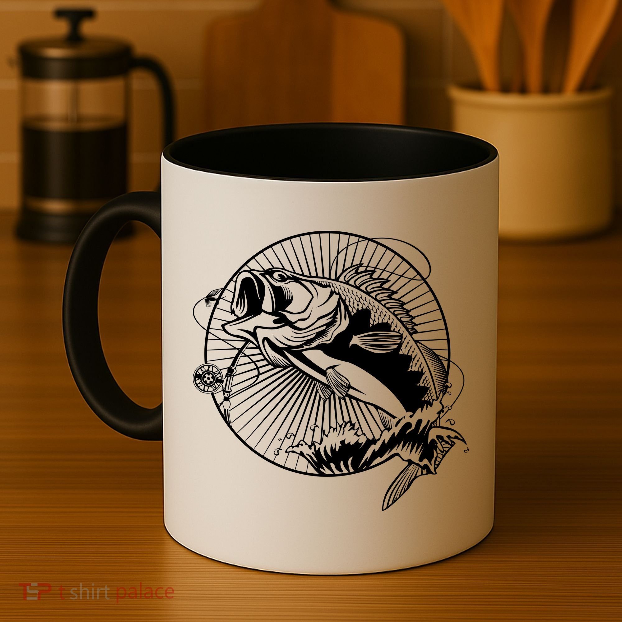 Fishing - Jumping Bass Fish Coffee Mug