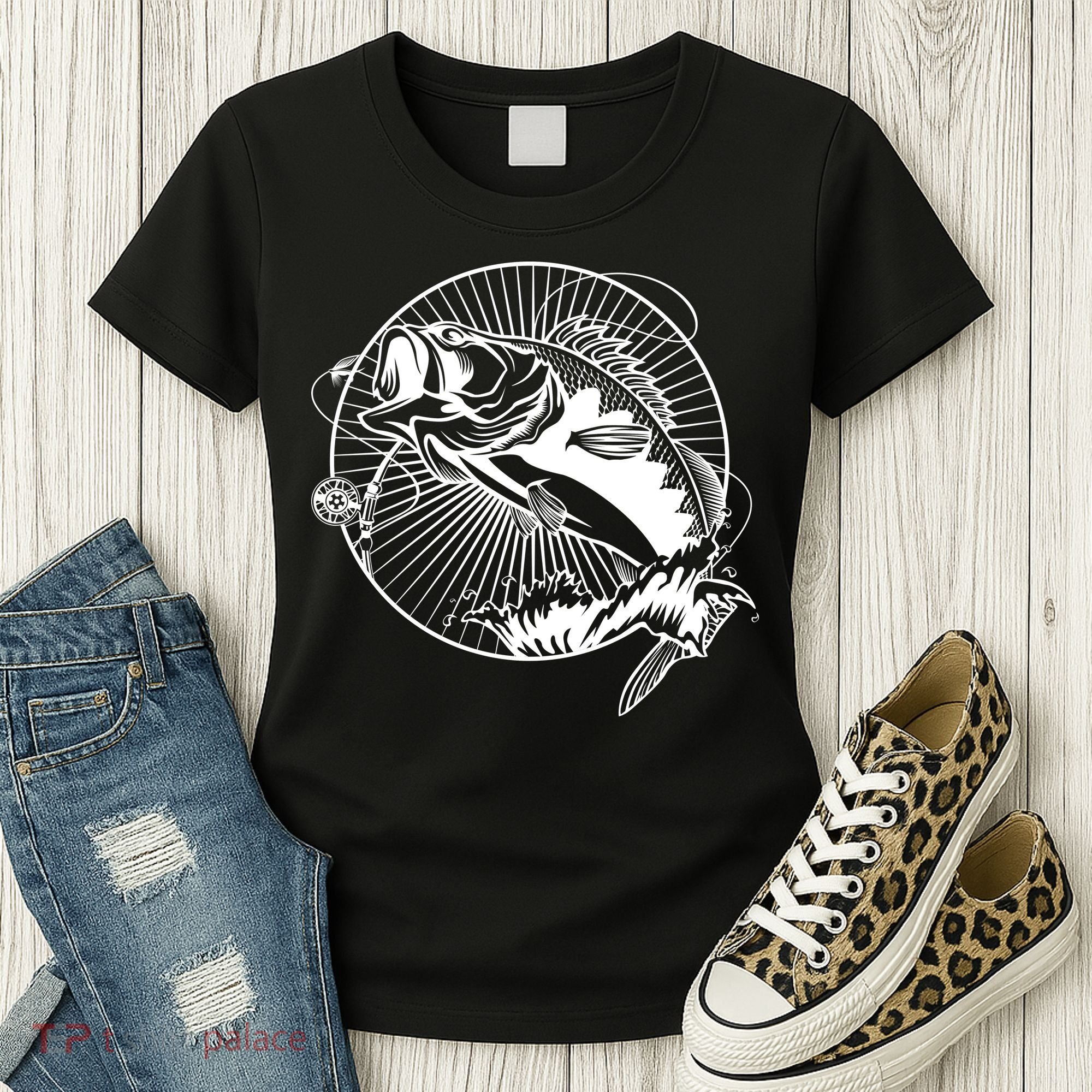 Fishing - Jumping Bass Fish Women's T-Shirt