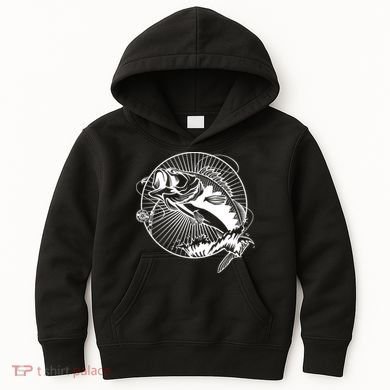 Fishing - Jumping Bass Fish Kids Hoodie