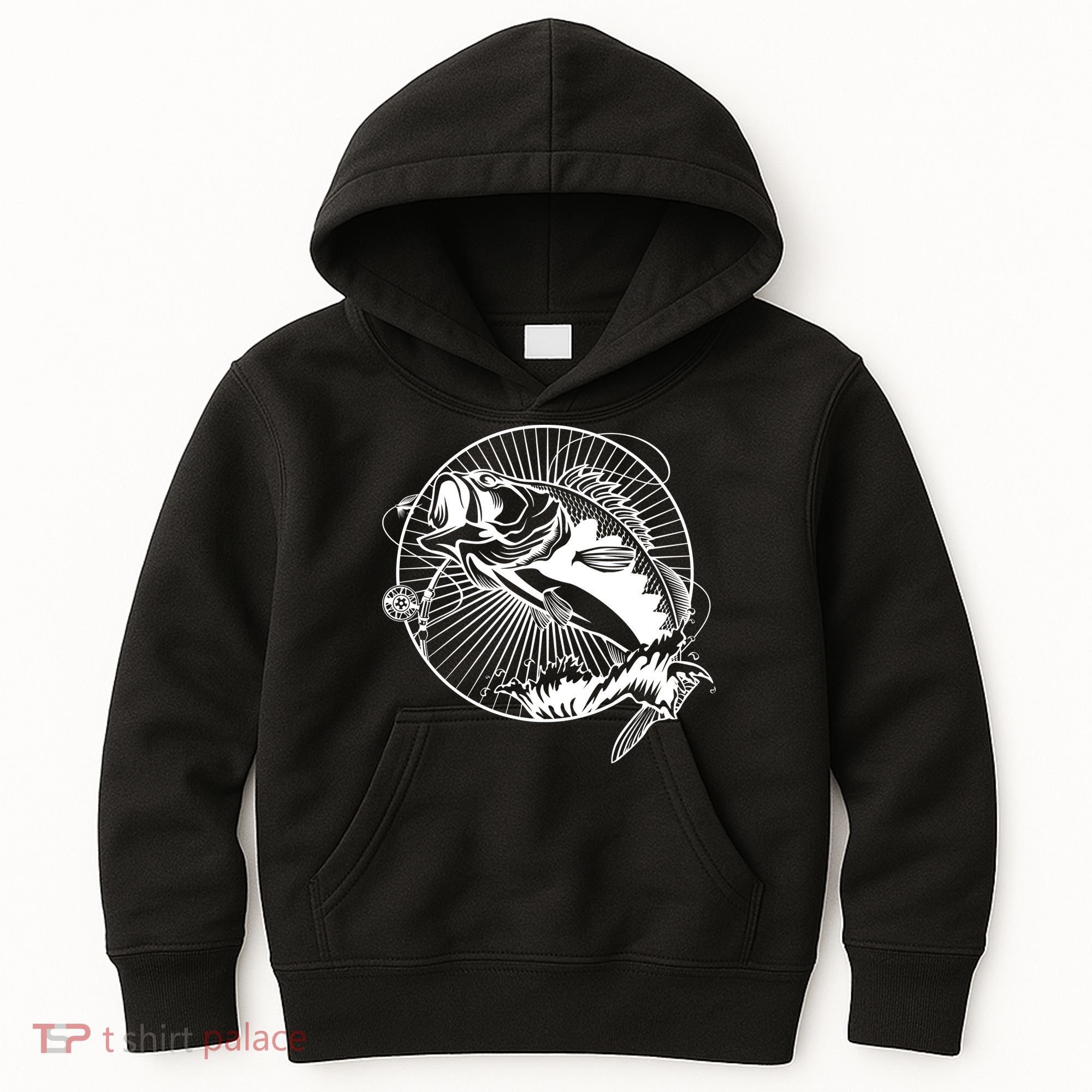 Fishing - Jumping Bass Fish Kids Hoodie