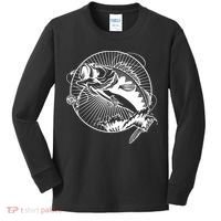 Fishing - Jumping Bass Fish Kids Long Sleeve Shirt thumb 0