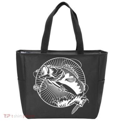 Fishing - Jumping Bass Fish Tote Bag