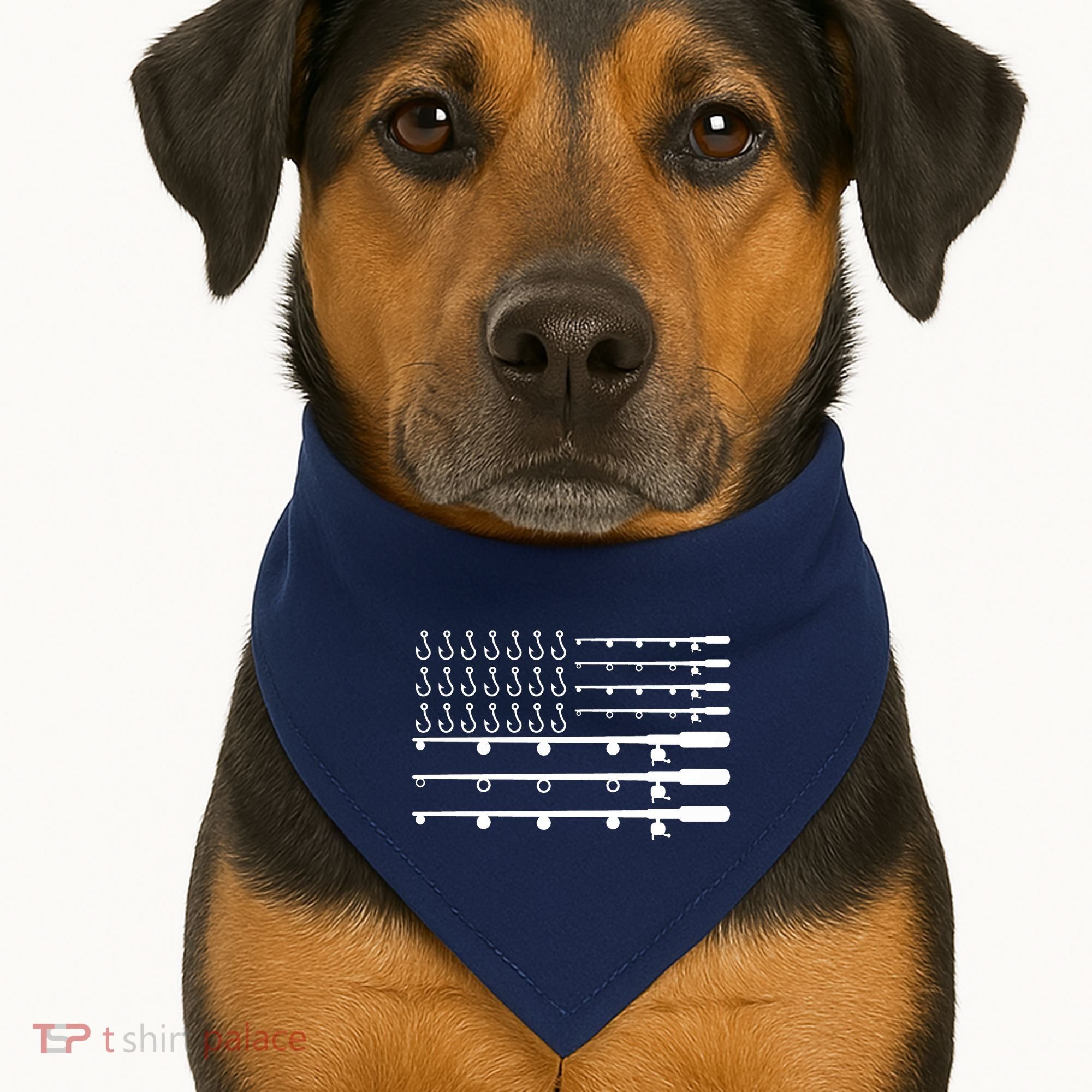 Fishing American Flag Fisherman Rods USA-Made Doggie Bandana