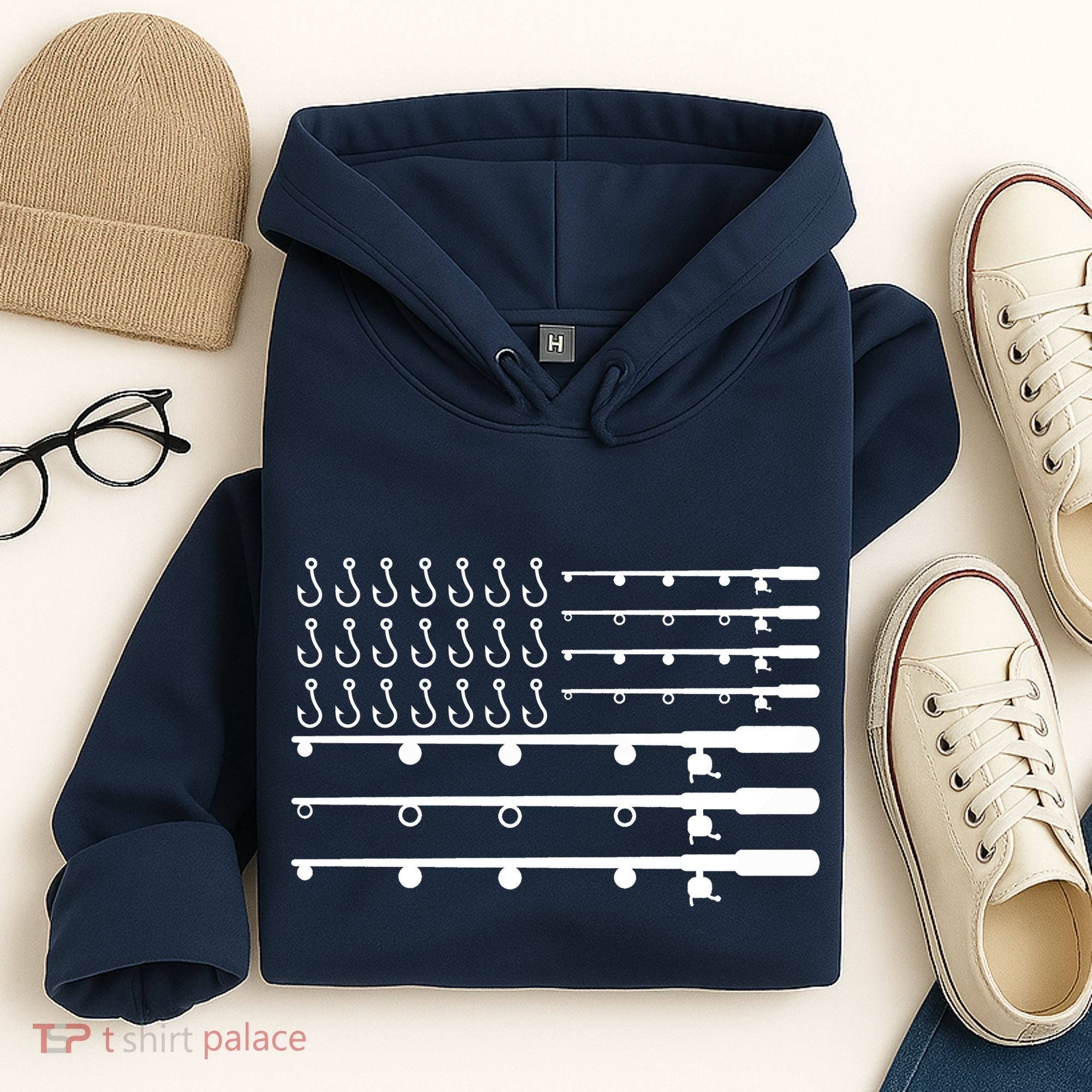 Fishing American Flag Fisherman Rods Hoodie