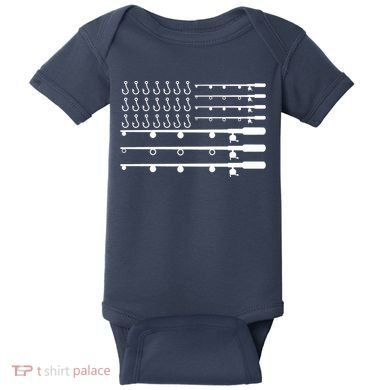 Fishing American Flag Fisherman Rods Baby Bodysuit