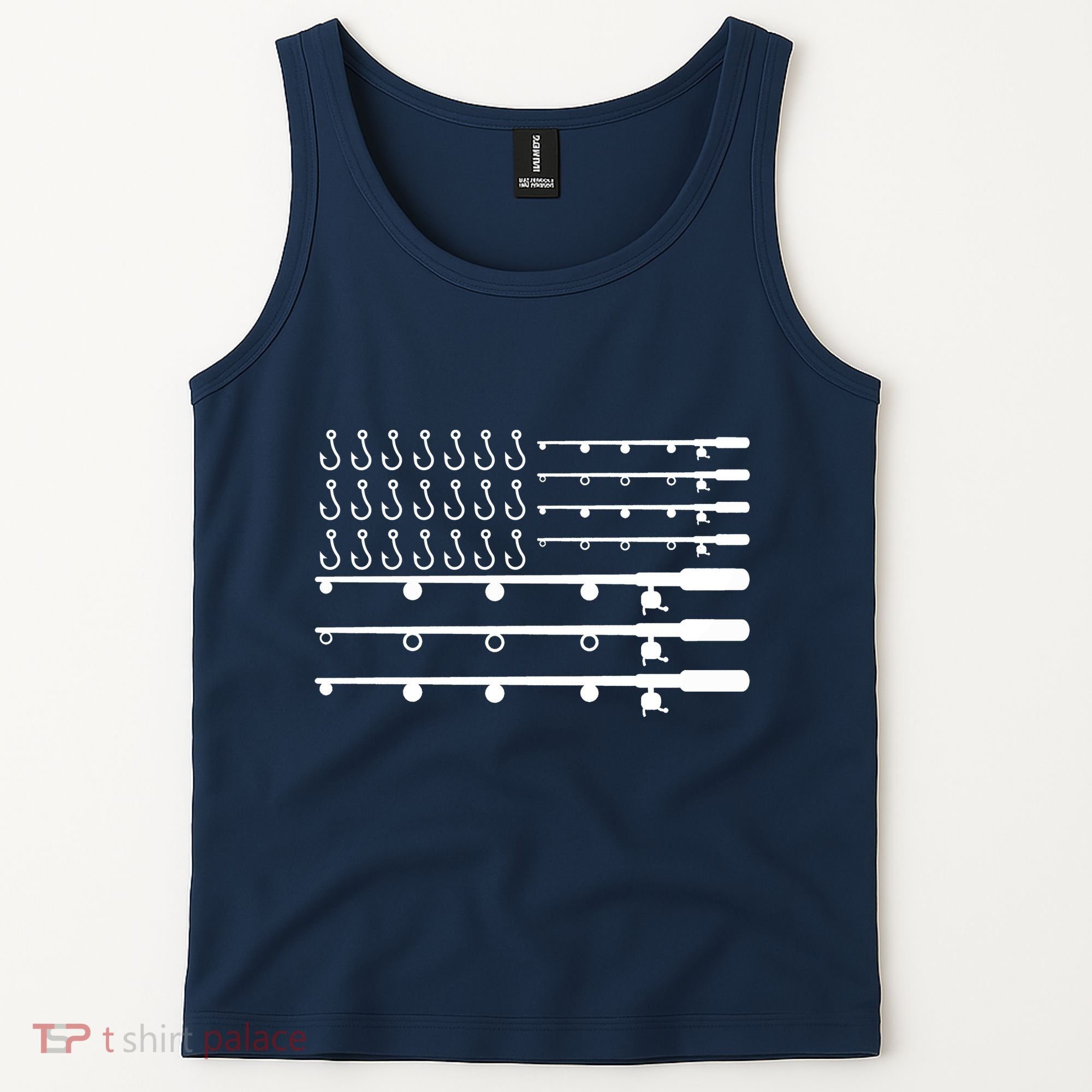 Fishing American Flag Fisherman Rods Tank Top
