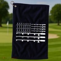 Fishing American Flag Fisherman Rods Golf Towel thumb 1