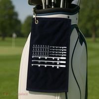Fishing American Flag Fisherman Rods Golf Towel thumb 2