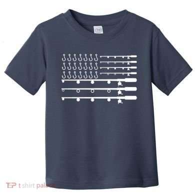 Fishing American Flag Fisherman Rods Toddler T-Shirt