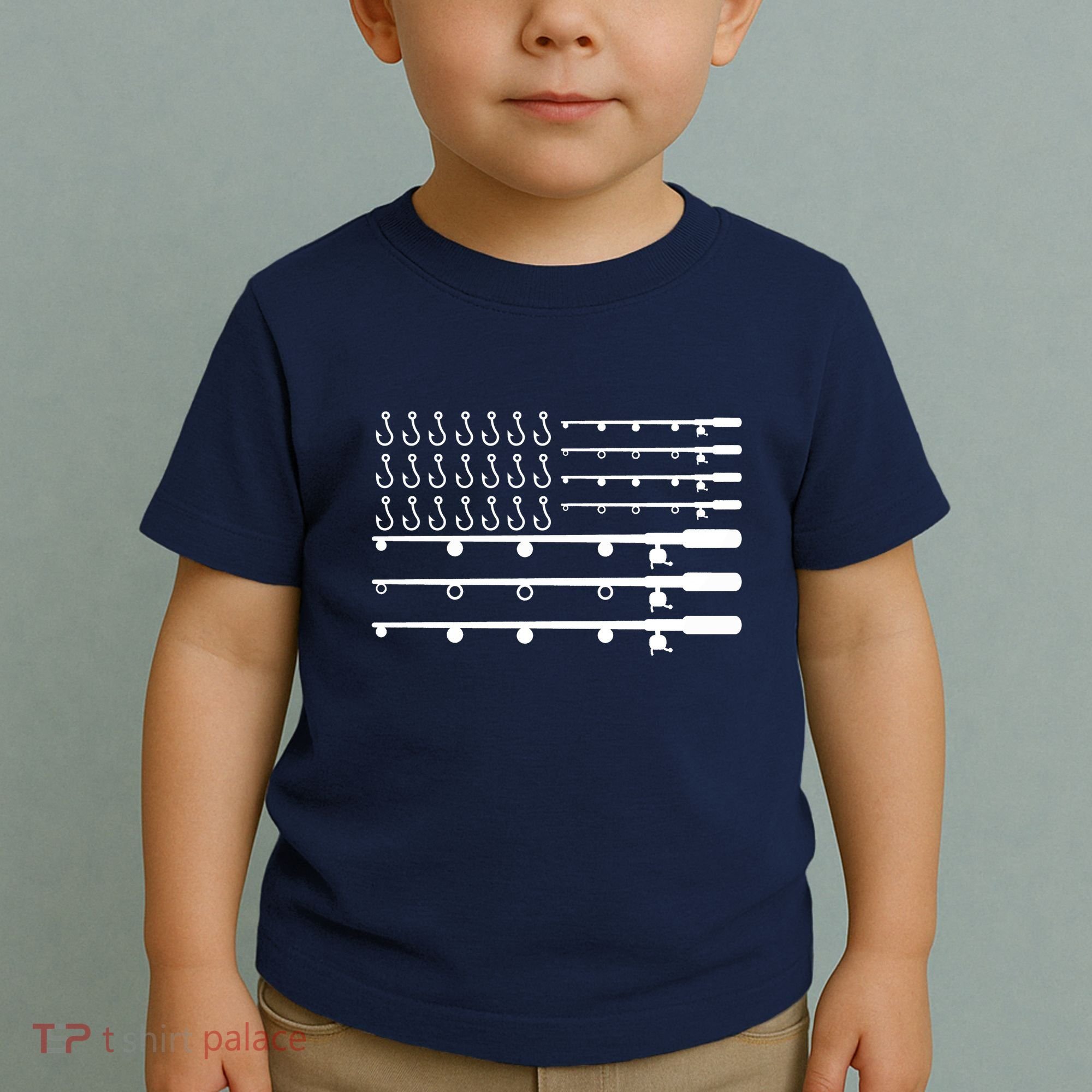 Fishing American Flag Fisherman Rods Toddler T-Shirt