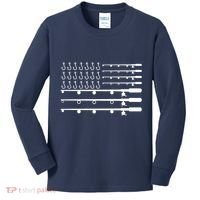 Fishing American Flag Fisherman Rods Kids Long Sleeve Shirt thumb 0