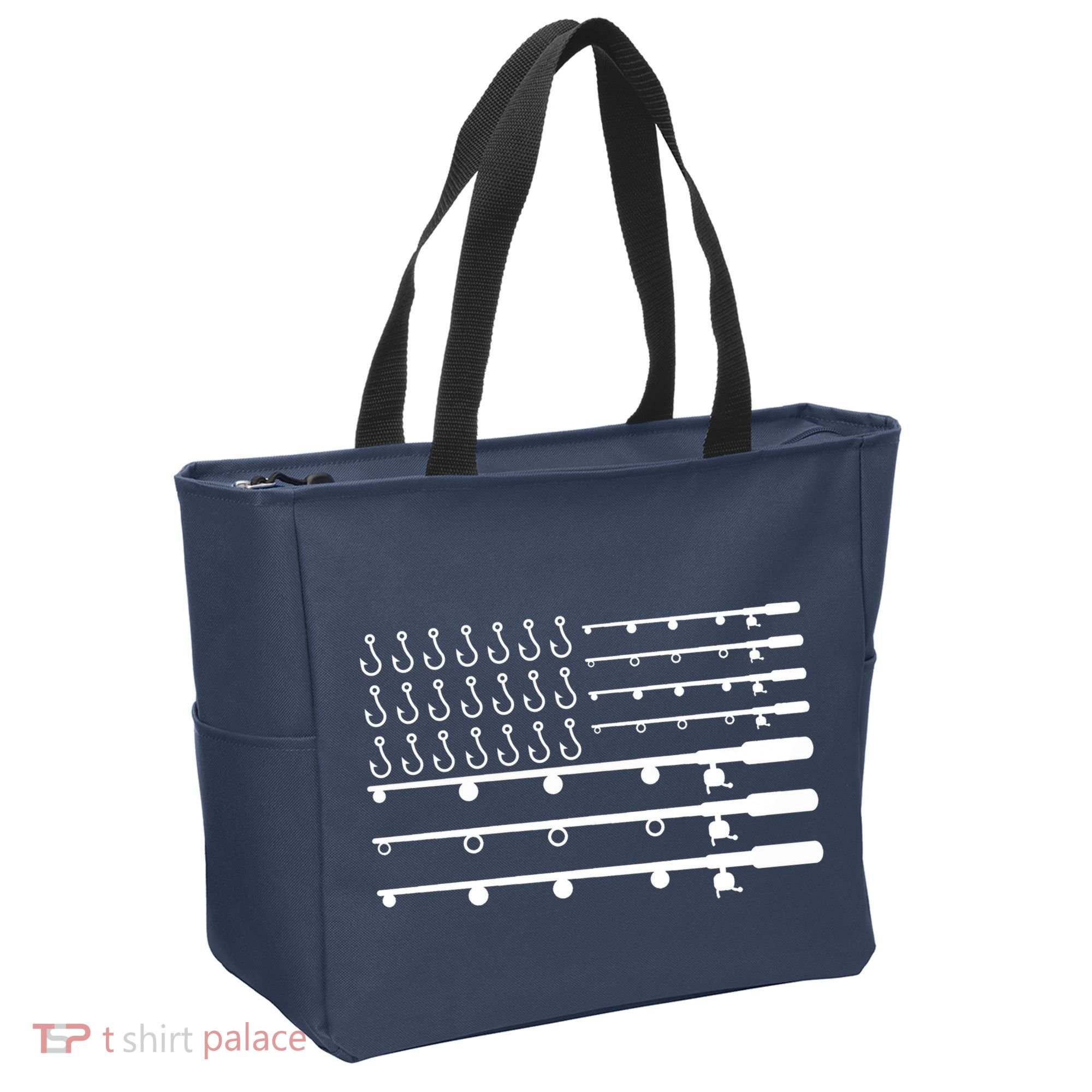 Fishing American Flag Fisherman Rods Tote Bag