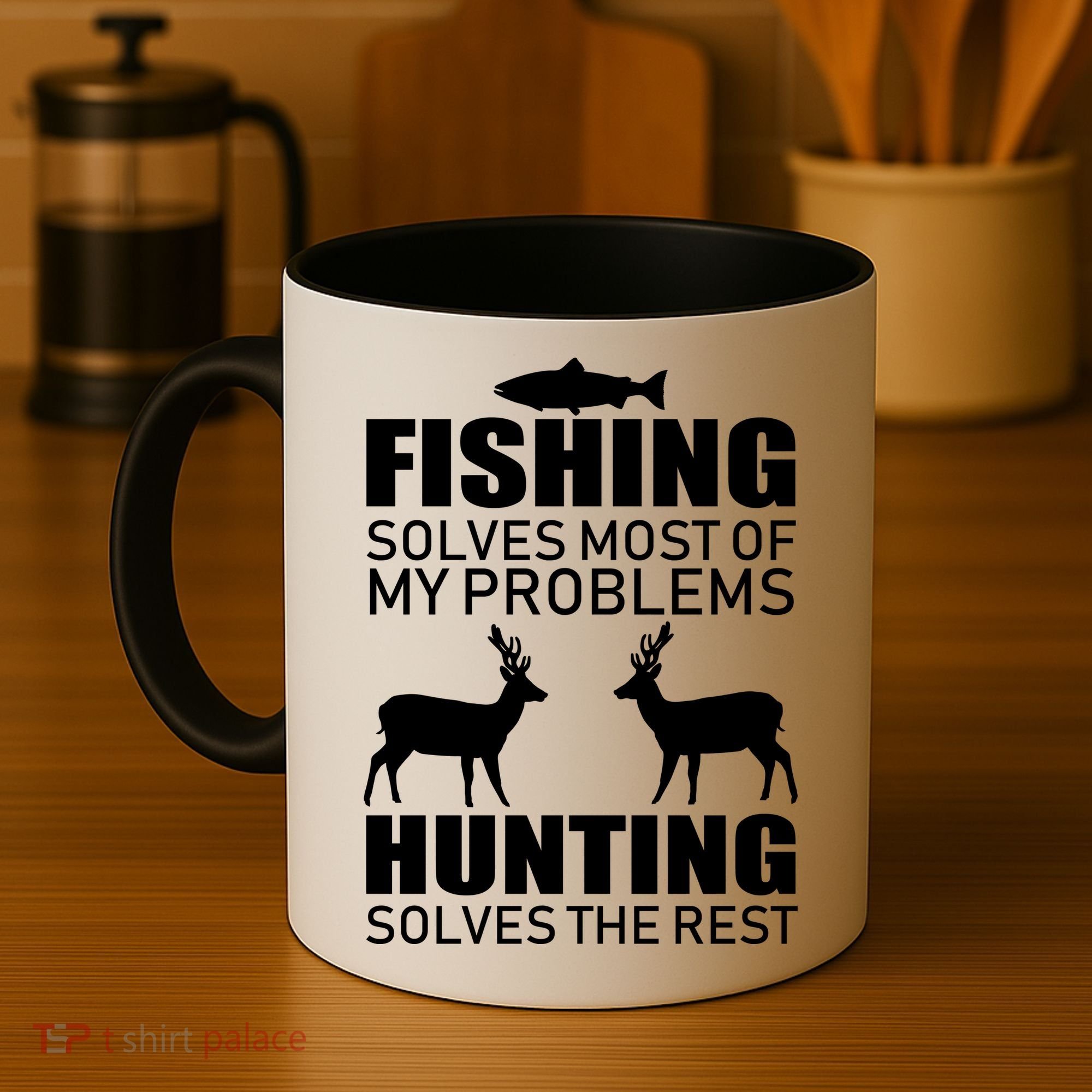 Fishing And Hunting Solves My Problems Coffee Mug