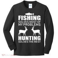 Fishing And Hunting Solves My Problems Kids Long Sleeve Shirt thumb 0