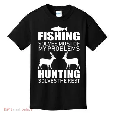 Fishing And Hunting Solves My Problems Kids T-Shirt