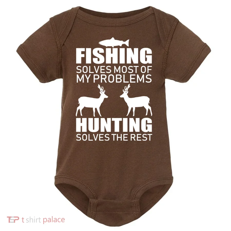 Fishing And Hunting Solves My Problems Baby Bodysuit