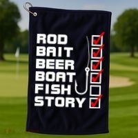 Fishing Check list Everything Checked But Fish Golf Towel thumb 1