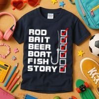 Fishing Check list Everything Checked But Fish Kids T-Shirt thumb 3