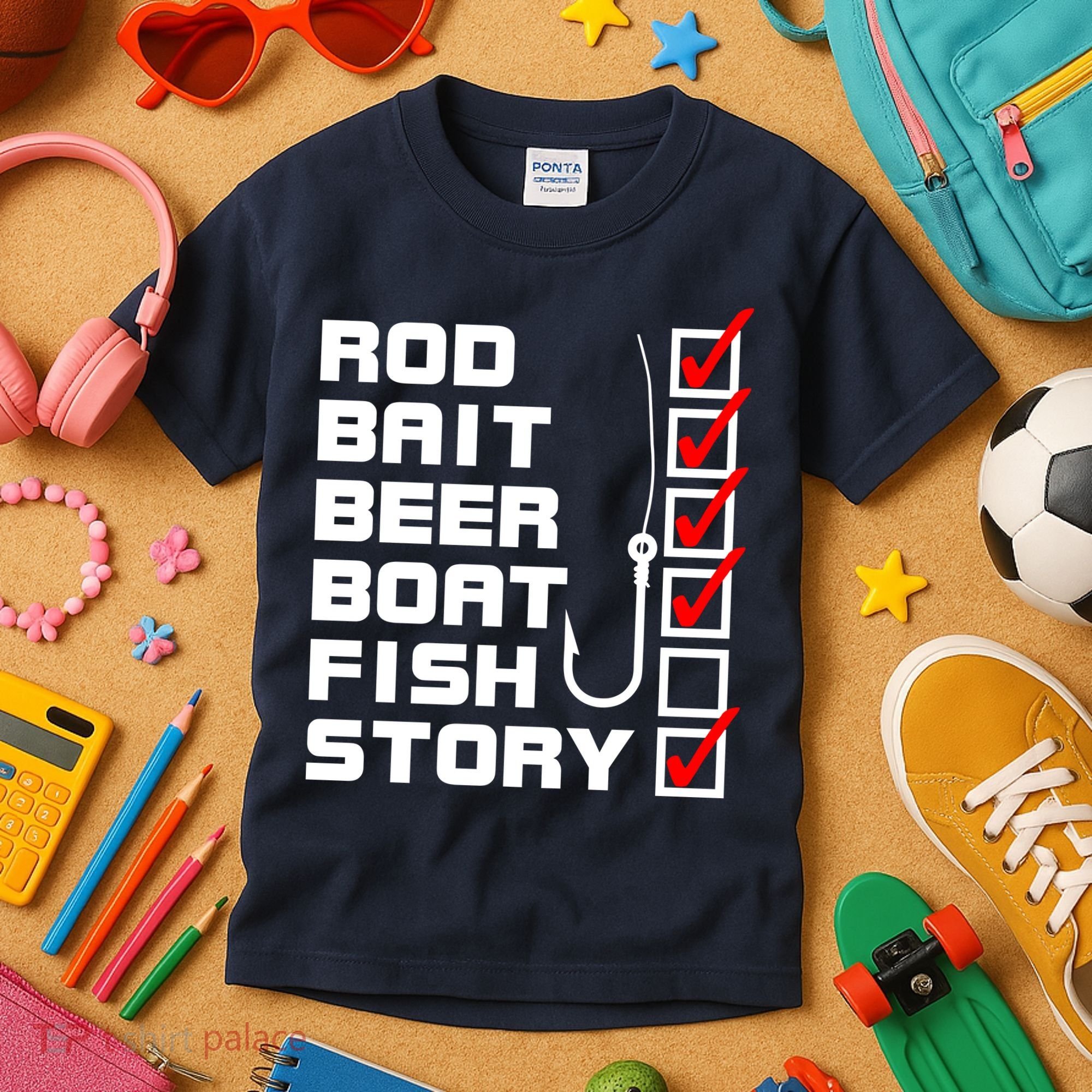 Fishing Check list Everything Checked But Fish Kids T-Shirt