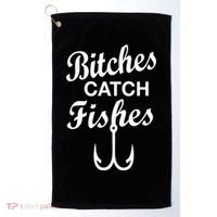 Fishing Girls Funny Golf Towel thumb 0