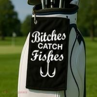 Fishing Girls Funny Golf Towel thumb 2