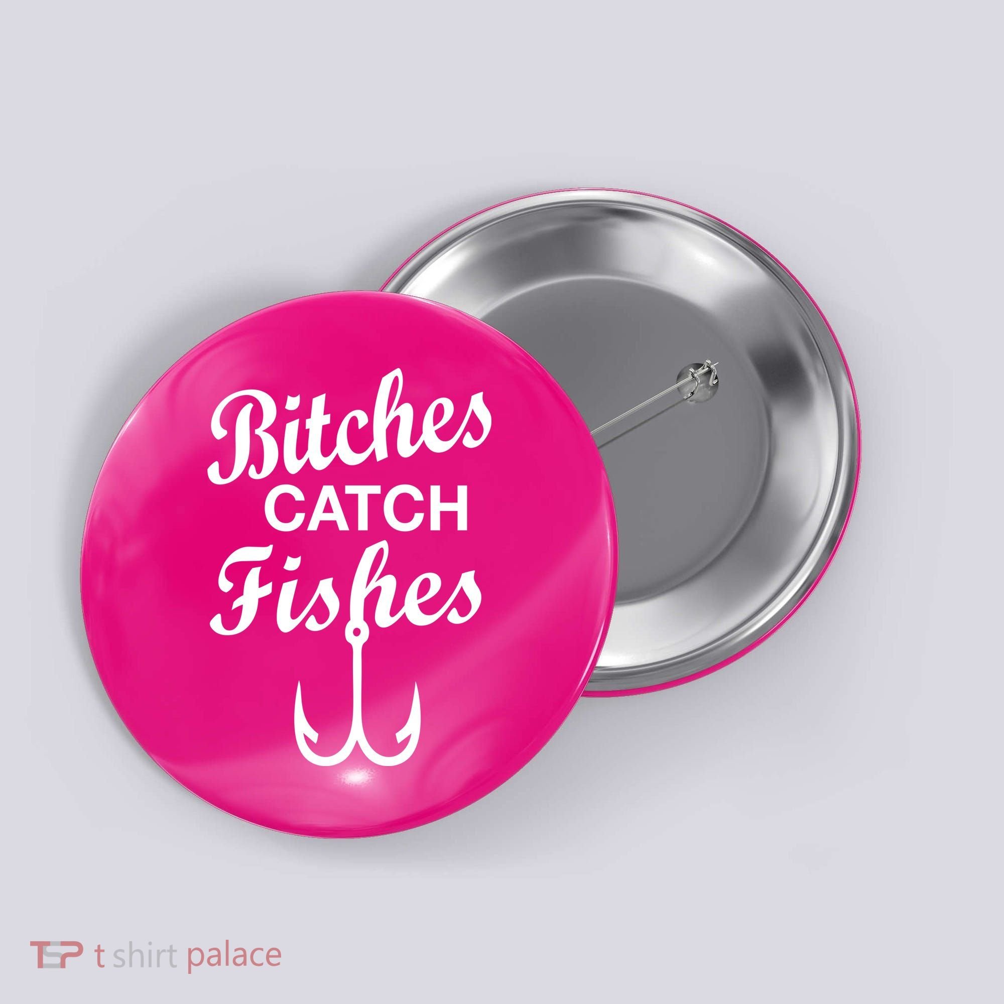 Fishing Girls Funny Button