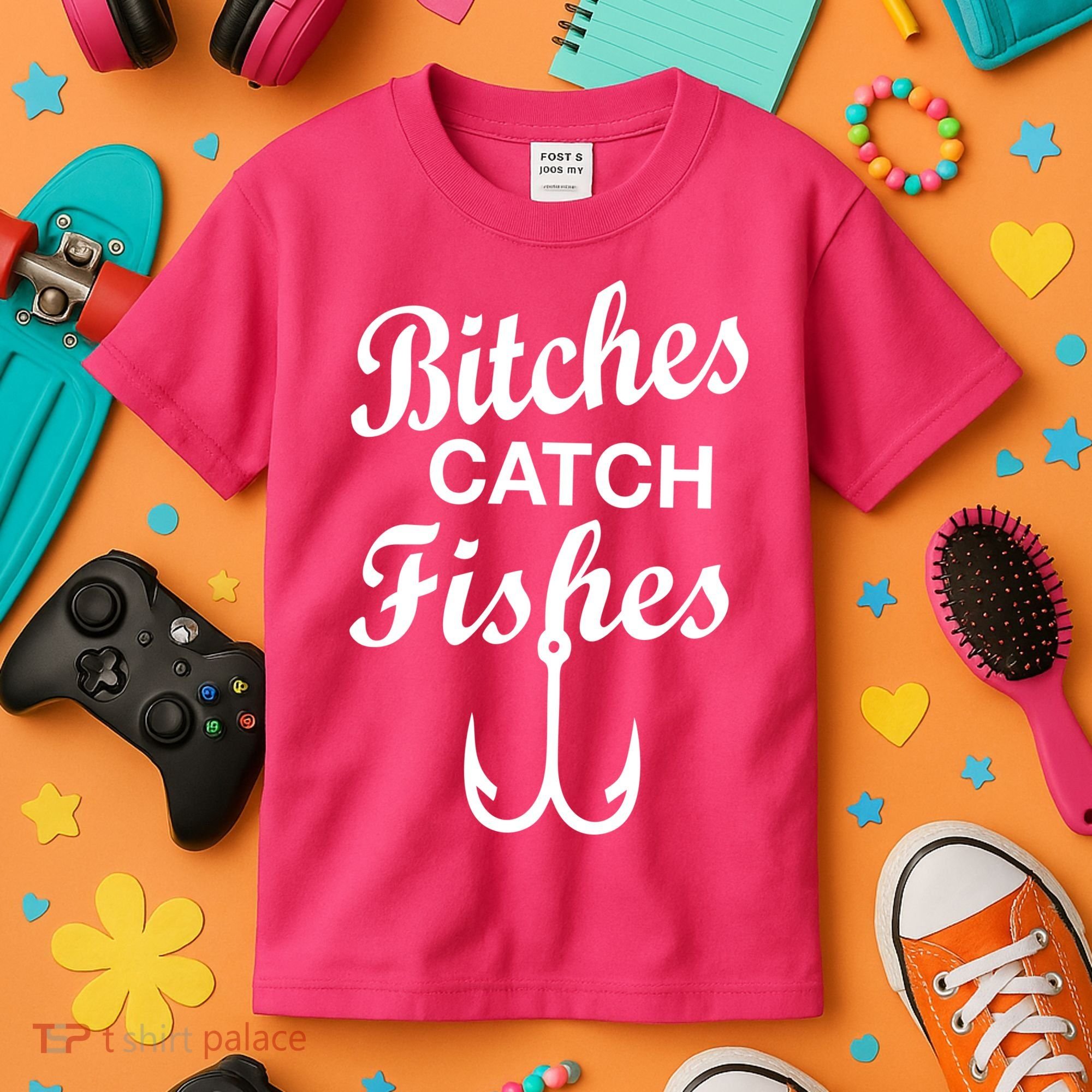 Fishing Girls Funny Kids T-Shirt