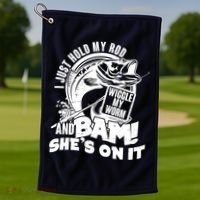 Fishing I Just Hold My Rod And Wiggle My Worm Golf Towel thumb 1