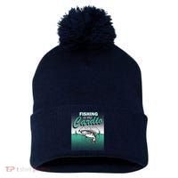 Fishing Is My Cardio Pom Pom 12in Knit Beanie thumb 0
