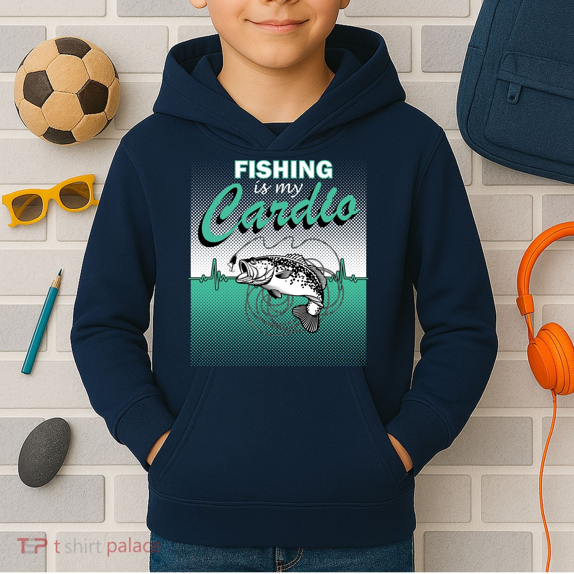 Fishing Is My Cardio Kids Hoodie