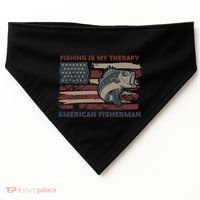 Fishing Is My Therapy American Fisherman USA-Made Doggie Bandana thumb 0