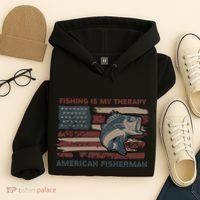 Fishing Is My Therapy American Fisherman Hoodie thumb 4