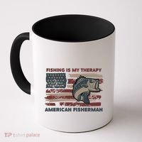 Fishing Is My Therapy American Fisherman Coffee Mug thumb 0