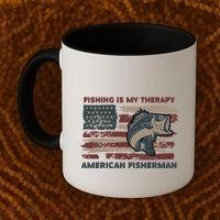 Fishing Is My Therapy American Fisherman Coffee Mug thumb 2
