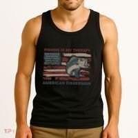 Fishing Is My Therapy American Fisherman Tank Top thumb 3
