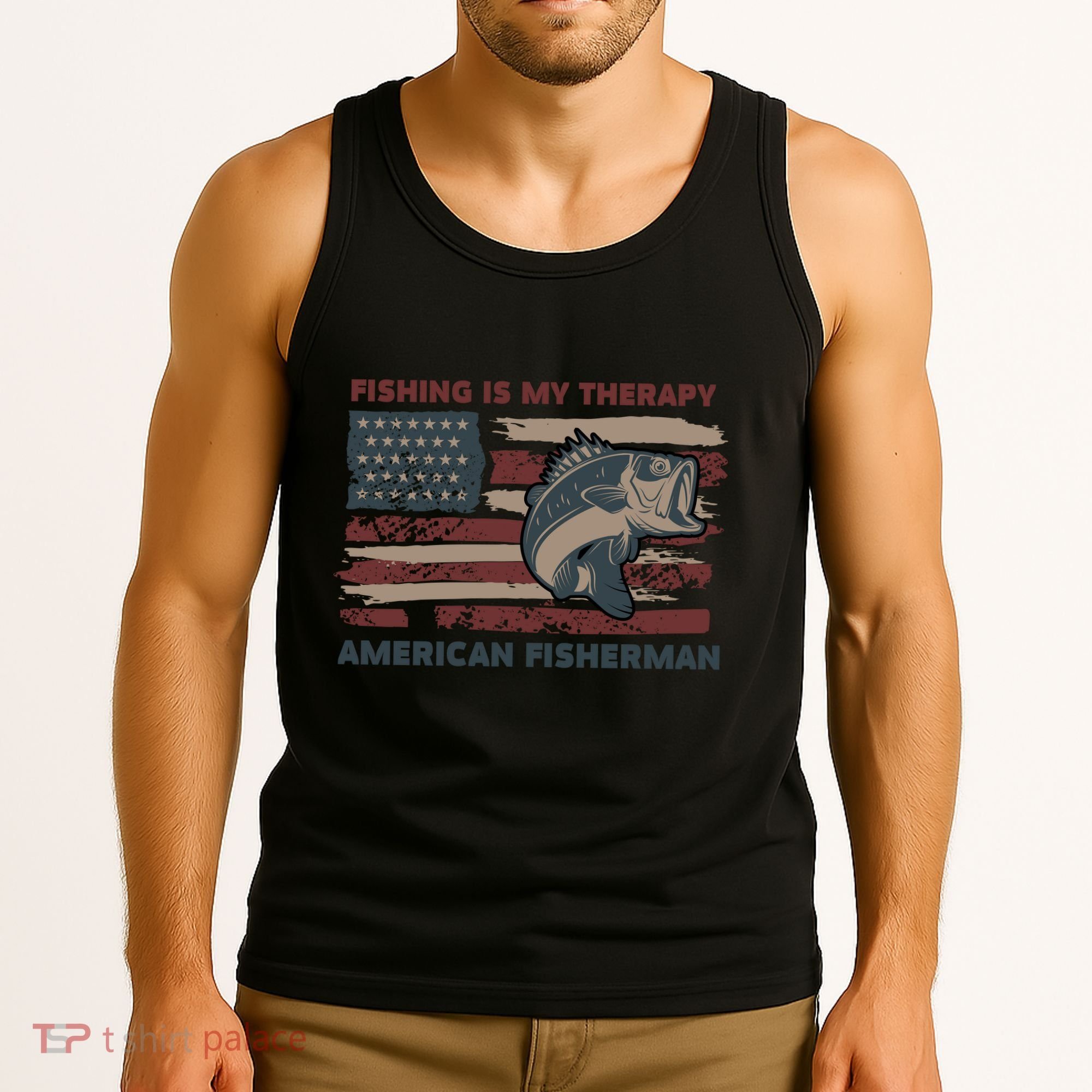 Fishing Is My Therapy American Fisherman Tank Top