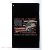 Fishing Is My Therapy American Fisherman Golf Towel thumb 0