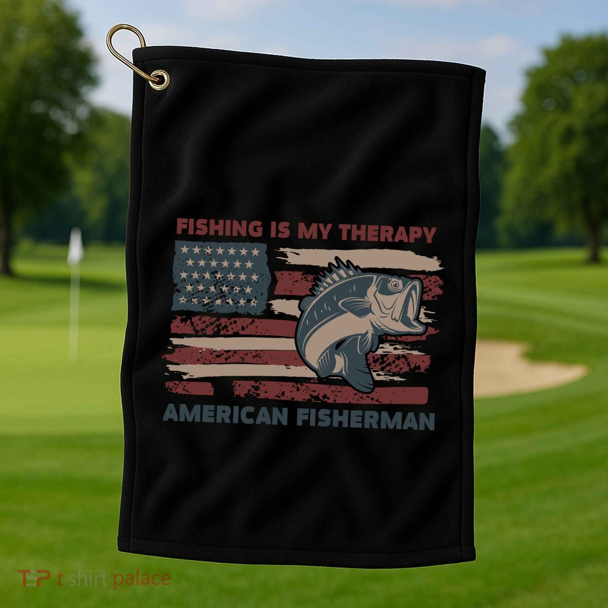Fishing Is My Therapy American Fisherman Golf Towel