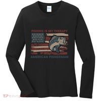 Fishing Is My Therapy American Fisherman Women's Long Sleeve Shirt thumb 0