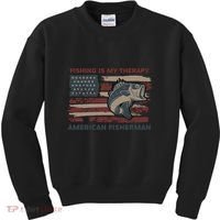 Fishing Is My Therapy American Fisherman Kids Sweatshirt thumb 0