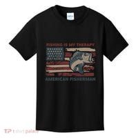 Fishing Is My Therapy American Fisherman Kids T-Shirt thumb 0