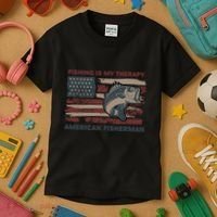 Fishing Is My Therapy American Fisherman Kids T-Shirt thumb 3