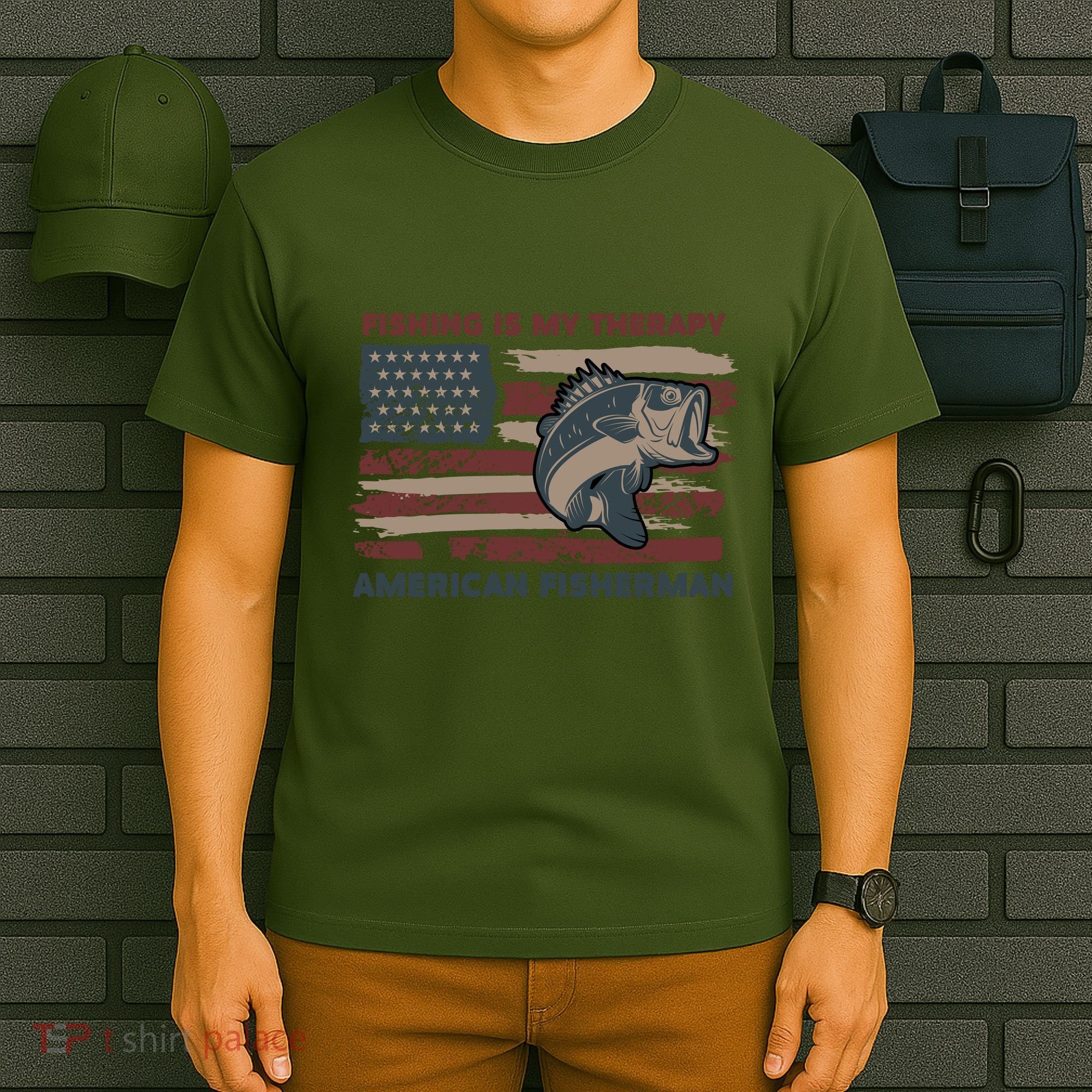 Fishing Is My Therapy American Fisherman T-Shirt