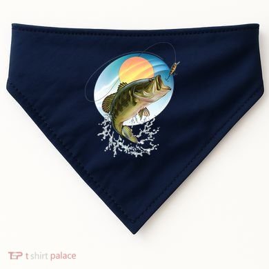 Fishing Leaping Bass  USA-Made Doggie Bandana