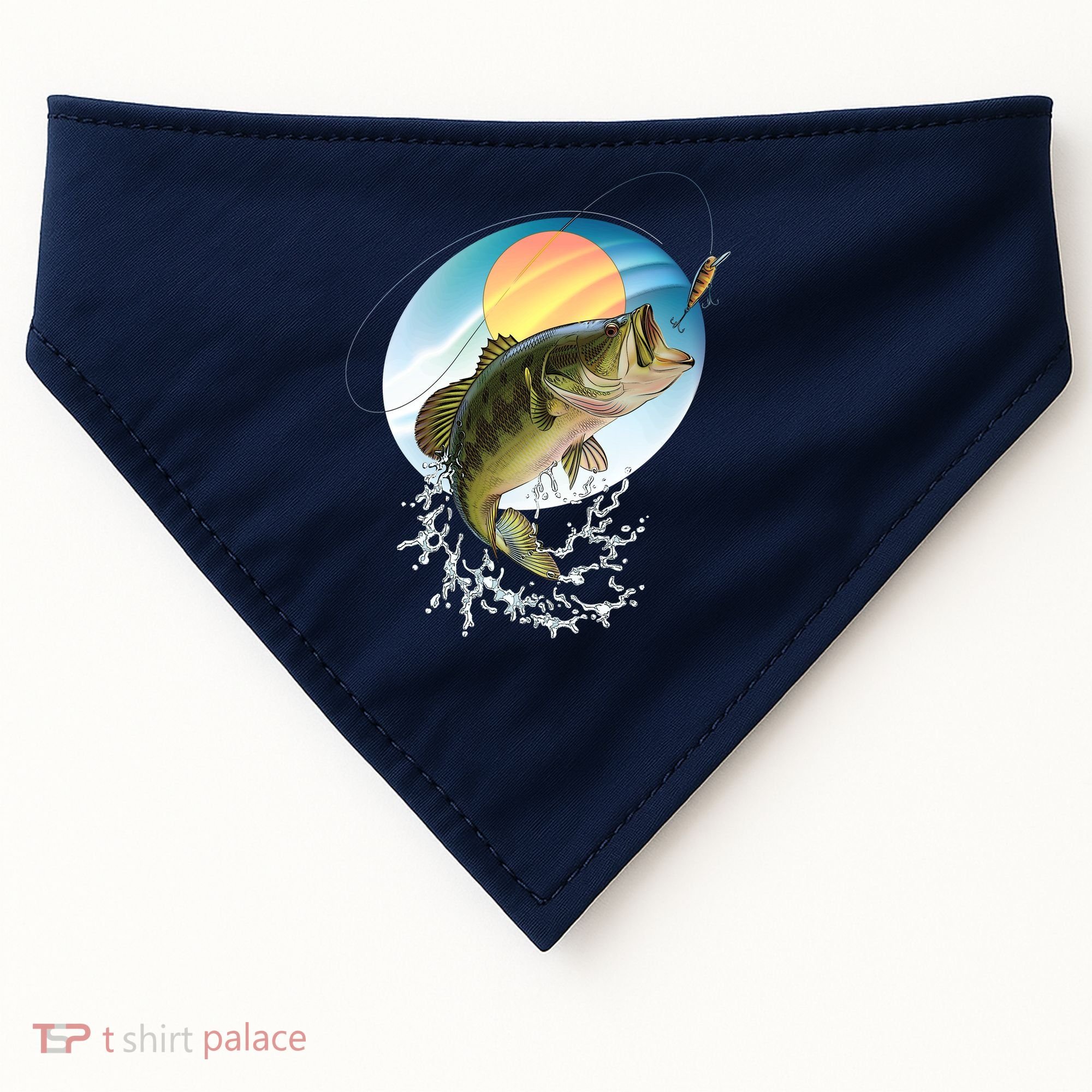 Fishing Leaping Bass  USA-Made Doggie Bandana