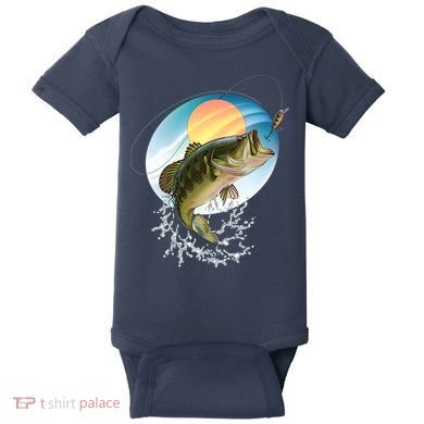 Fishing Leaping Bass  Baby Bodysuit