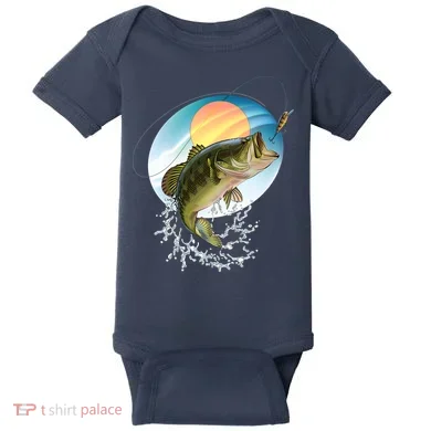 Fishing Leaping Bass  Baby Bodysuit